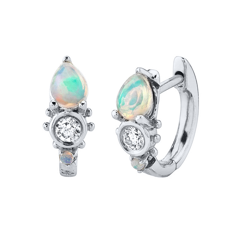 Earrings Drop-shaped Opal Earrings Diamonds Earrings display picture 2