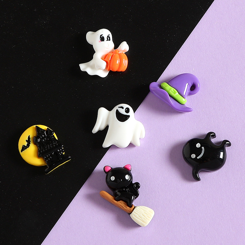 光沢のあるハロウィン樹脂小物アクセサリー diy ウォーターカップ冷蔵庫マグネット携帯電話ケース下駄バックルヘアアクセサリーフェスティバルアクセサリー