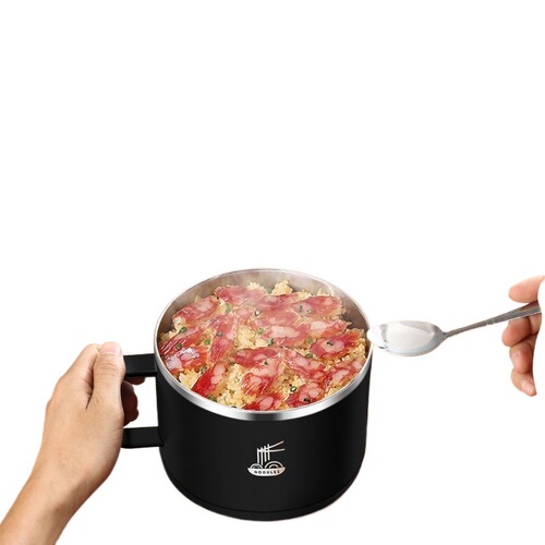 Stainless steel noodle bowl with drainage, student dormitory convenient ramen bowl, office worker stainless steel rice bowl direct sale, one piece.