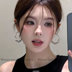 气质韩妹 银色闪钻大圈圈耳环女轻奢高级感大气耳圈个性耳钉耳饰