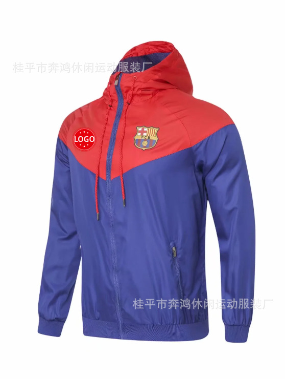 2526 chaqueta de fútbol con capuz nueva chaqueta de calentamiento a prueba de viento Barcelona Arsenal Real Madrid Manchester United chaqueta deportiva
