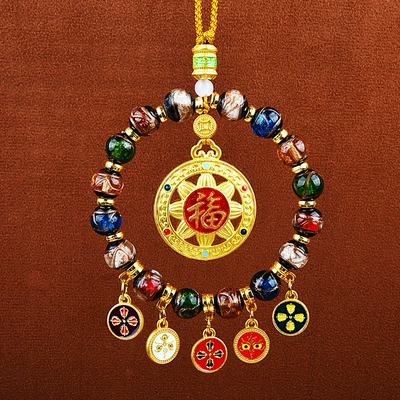 Car hanging of Wealth Car Interior Pendant Advanced - fragrant-ash-glazed-five-way-god-of-wealth-lotus-blessing-card