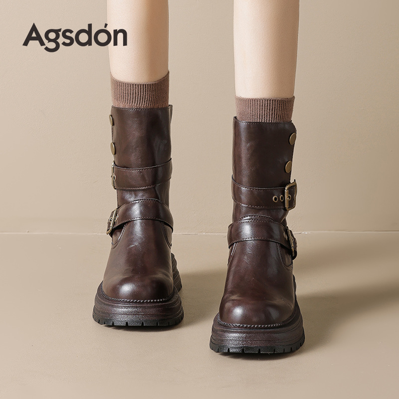 El león antiguo Martin botas de tacón alto para mujeres 2025 nuevo otoño grueso Meirard estilo inglés botas vaqueras occidentales