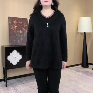 2025 Spring New Entry Light Luxury Temperament Small Pendant Lace Edge High Elastic Base Fashion T-shirt plus size Women's Clothing