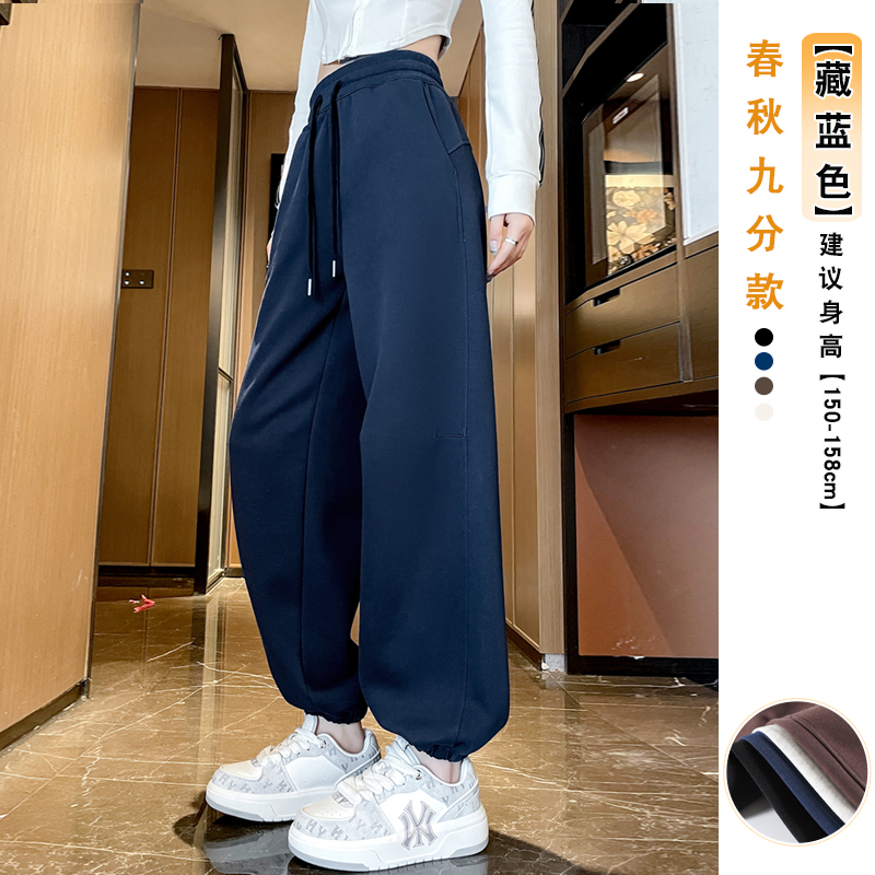 高腰显瘦运动裤女2025新款流行休闲束脚卫裤秋薄款小个子灯笼裤|undefined