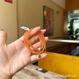 天然红玛瑙多圈手链女款本命年转运珠手串莲蓬送闺蜜礼物饰品7387