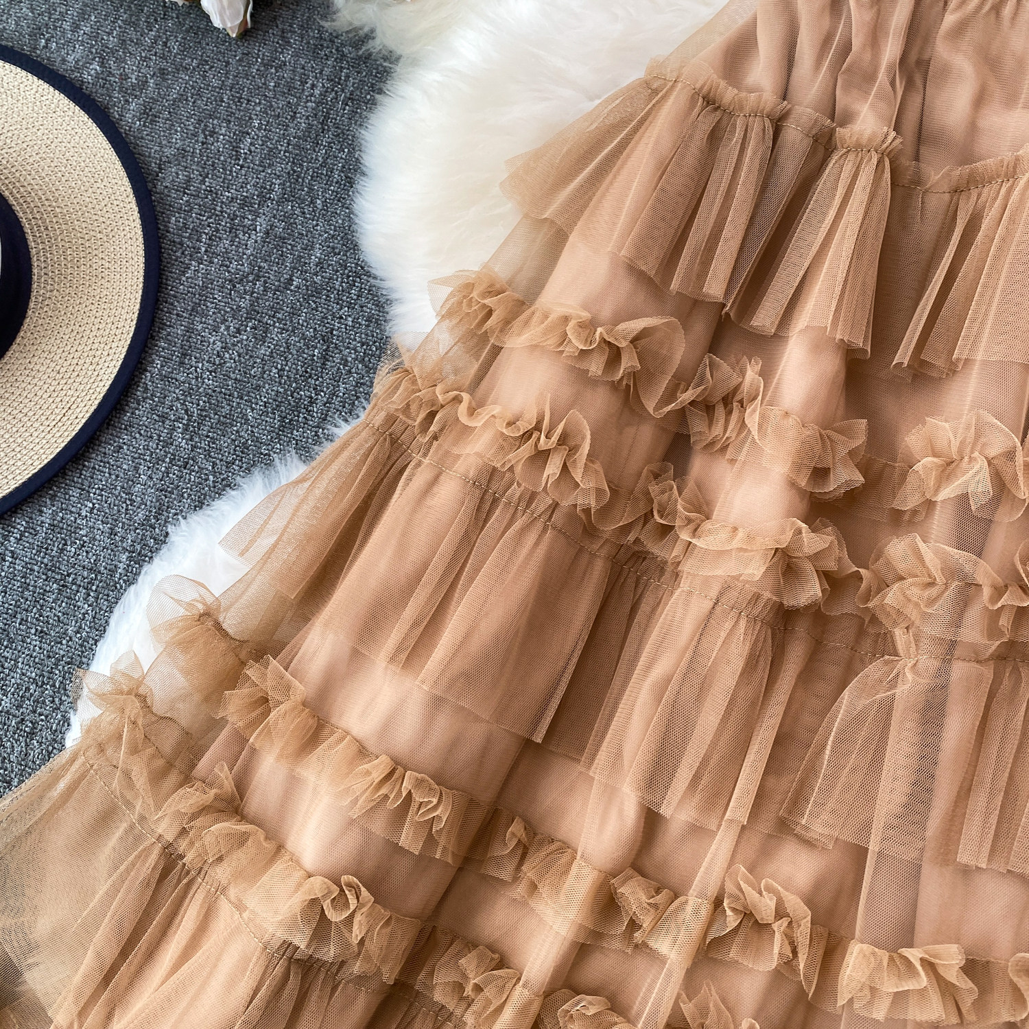 Ethereal Cake Skirt For Women Sweet Bow Mesh Puffy Ruffle Skirt Youthful And Gentle Style New_ecoleips.com
