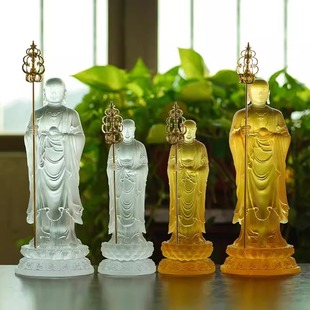 True Coloured Glaze Earth Xizang King Standing Phase Buddha Statues Bodhisattva Chinese-style Home Living Room Eerating Desktop Zen Decoration Gift Box Gifts