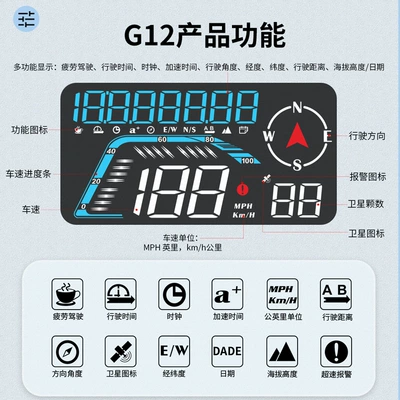 New G12 Car Universal Vehicle HUD - g12-blue-and-white