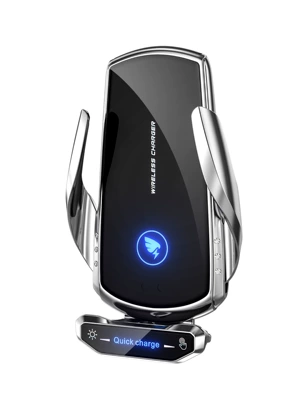 Magic Clip A18 Smart Car Wireless Charging Mobile Phone Holder 15W Air Vent Hook Clip Navigation Cross-Border Car Products Wholesale (Car phone holder) - silver