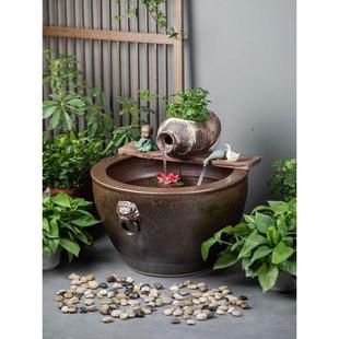 Rockery Pottery Jar Flowing Water Fountain Garden Courtyard Balcony Living Room Waterscape Fish Pond Landscaping Outdoor Creative Landscape Ornaments