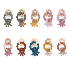 New Octopus Maple Wood Baby Teether Food-Grade Baby Grinding Toy Silicone Baby Intelligent Toy