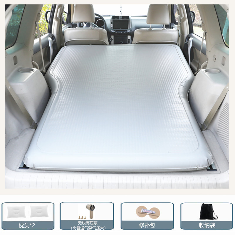 Trunk Spring Bed — Qìchē Vehicle-mounted inflatable bed - light-khaki-air-spring-car-bed-high-pressure-lithium-battery-wireless-pump-2-pongee-inflatable-pillows