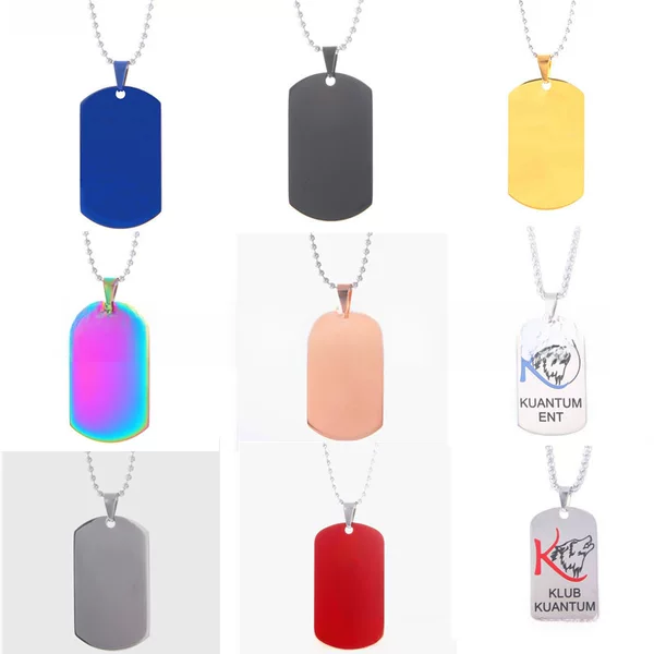 Source manufacturers directly supply titanium steel stainless steel tag color black blue gold dog tag rose gold soldier tag