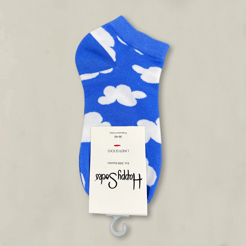 HappySocksハイスキンのショートソックスの漫画の浅い口の低い女性のスウェーデンのファッションのタイプのソックスの春夏のカラー