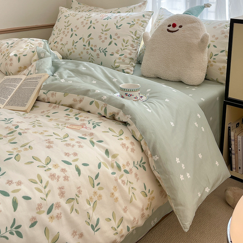 Cama de estilo pastoral de algodón de cuatro piezas de algodón puro invierno 2024 sábanas nuevas fundas de edredón sábana ropa de cama de dormitorio