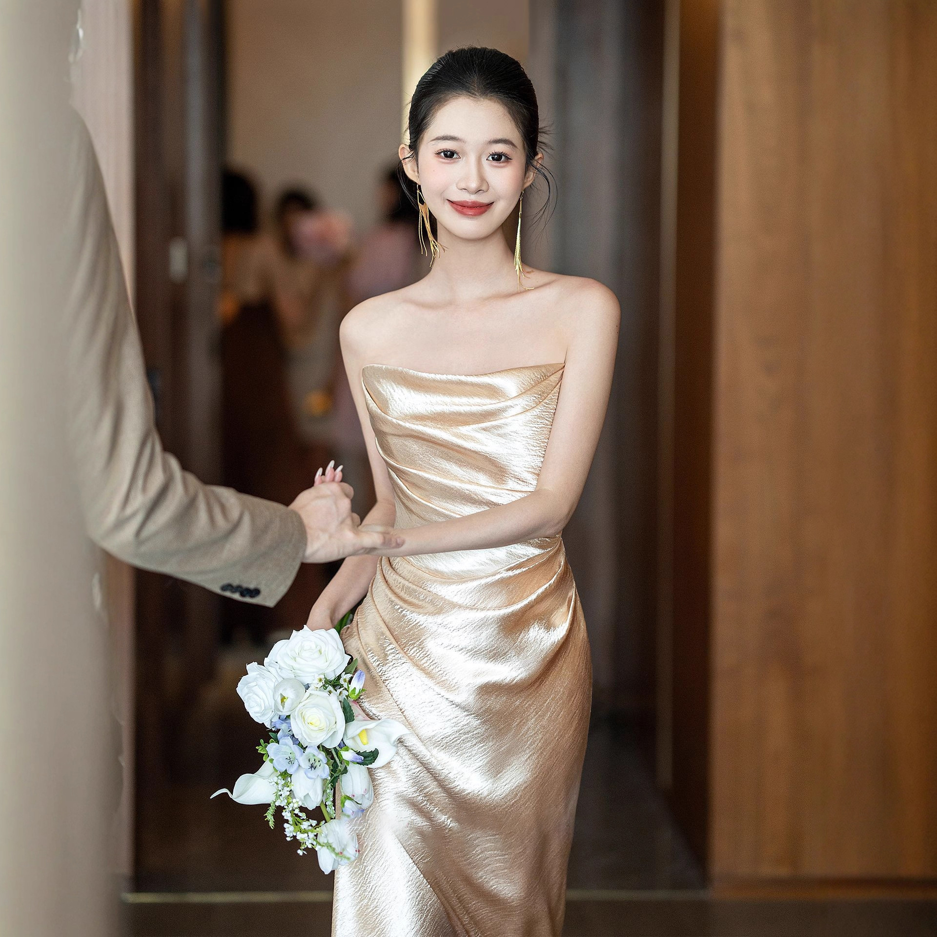 Bridal Champagne-Colored Stunning Engagement Dress 2026 New High-End Dress Wedding Toast Dress