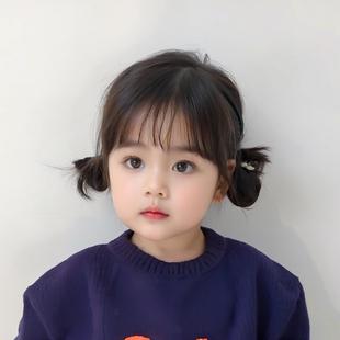 Children's Ball Head Fake Hair Girl's Hairstyle Cute Ball Short Hair Sweet Air Bangs Full Head Cover in stock First Hair