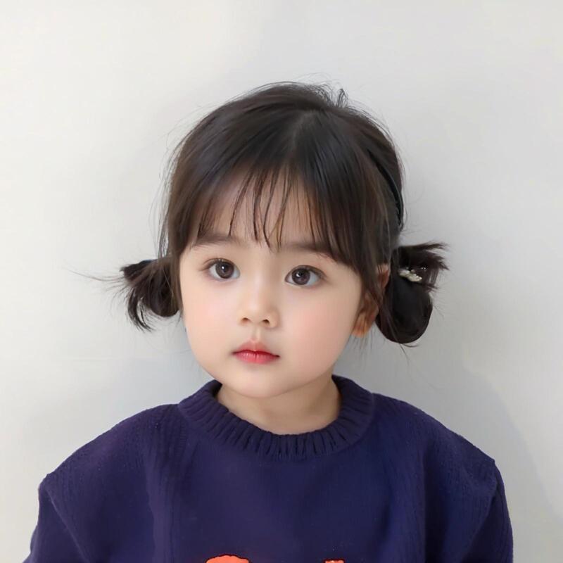 Children's Bun-Style Fake Hair Wigs for Girls, Cute Wigs with Sweet Air Bangs, Short Hair Full Wigs, Wholesale in Stock Children's Bun-Style Fake Hair Wigs for Girls, Cute Wigs with Sweet Air Bangs, Short Hair Full Wigs, Wholesale in Stock