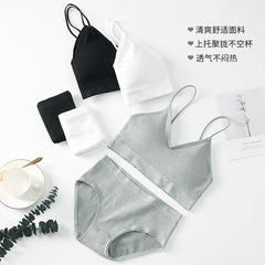 夏季新款內衣氧氣套裝少女聚攏無鋼圈性感吊帶背心文胸抹胸女批發
