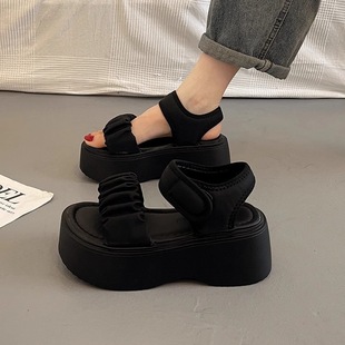 Super Popular Thick-Soled Sandals with Skirts for Women's Summer Outer Wear, High-End 2025 New Style French Style Versatile Wedge Shoes