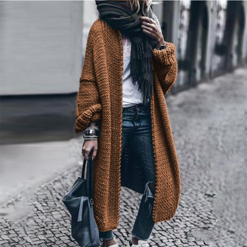 Primavera y otoño de manga larga de punto cardigan casual suéter suelto abrigo