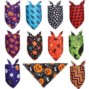 Cross-border Halloween dog saliva towel triangle towel pet cat dog scarf bib bib spot wholesale