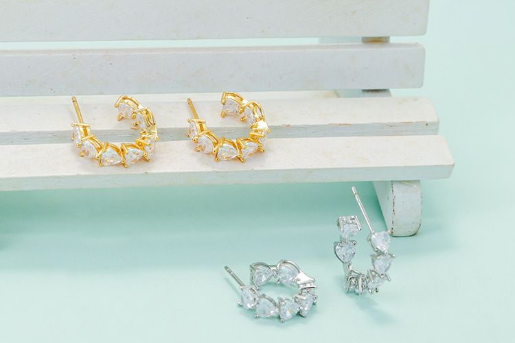Copper Ear Needle Material 18K Real Gold Plated, Platinum Plated Plating Material Geometric Plating Metal Zircon Copper Earrings