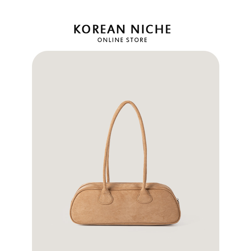 New Niche Design Suede Baguette Bag For Women, Fashionable Versatile Soft Touch Retro Plush Handbag Shoulder Bag - Thumbnail 2