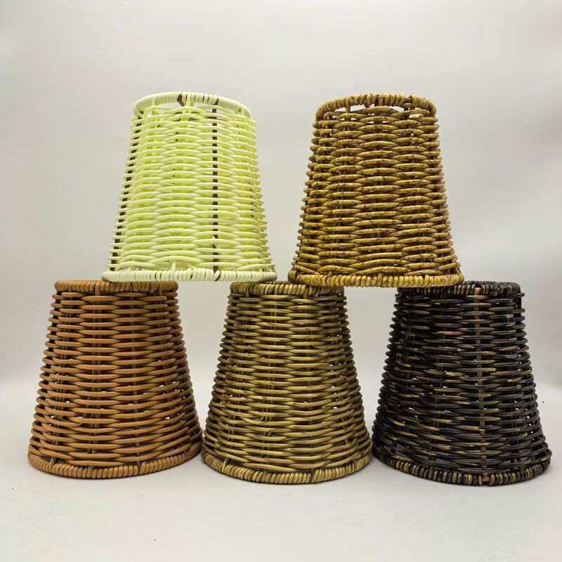 Bohemian Folk-Style Hotel Room Woven Tabletop and Floor-Standing Lampshade Lighting Fixtures Imitation Rattan Folk Style