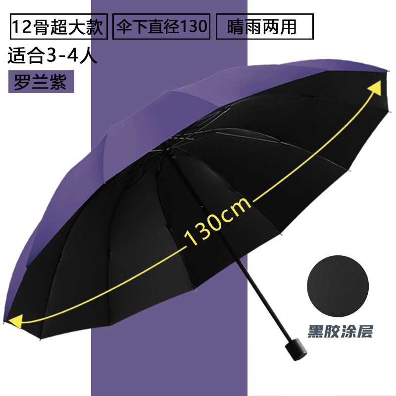 【新人立减5元】12骨超大折叠雨伞加固双人晴雨两用防晒遮阳伞2M|undefined