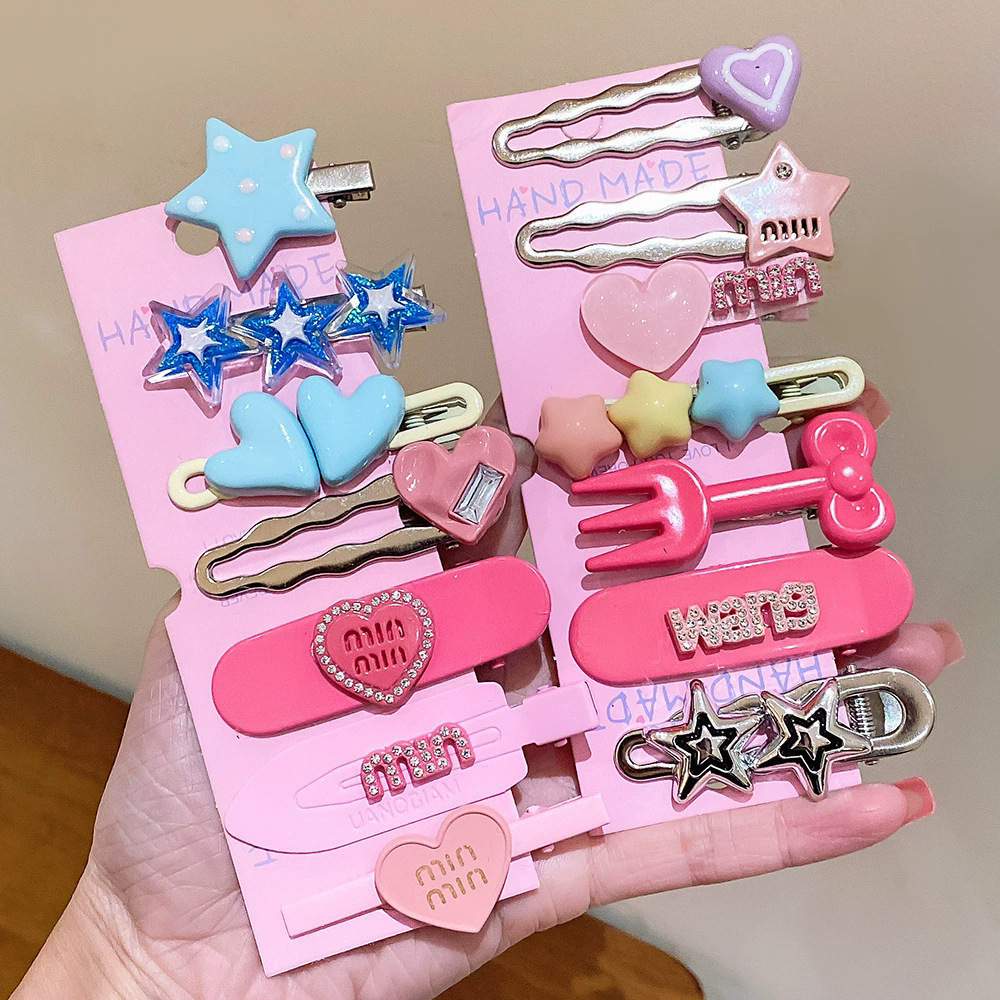 Nuevo estilo transfronterizo horquilla de color dopamina estilo creativo pinza BB todo fósforo cabello roto flequillo accesorios para el cabello al por mayor fabricante