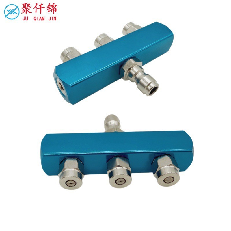 High-Pressure Washer Nozzle Car Wash Machine 1/4 Quick-Connect Spray Head Cleaning Gun Nozzle 40-Degree Fan-Shaped Three-Way Spray Head