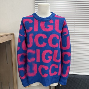 Source Manufacturer High-Quality 25 Autumn and Winter Donkey Home Classic Letter Jacquard Round Neck Men's and Women's Sweaters Cross-Border Export