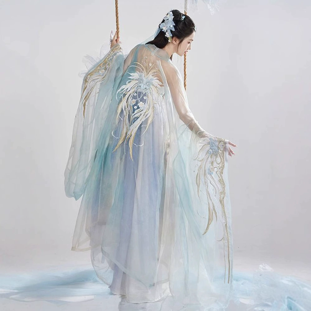 Новый оригинальный Hanfu Girl [Yu Yu Phantom Disc] платье с большими рукавами рубашка с тяжелой вышивкой фея весной и летом набор