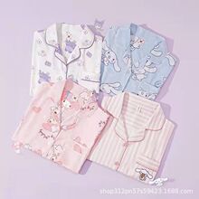 夏季新款玉桂狗睡衣女士开衫可爱韩版短袖短裤卡通家居服套装批发