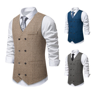 Amazon New Men's Herringbone Fabric Retro Suit Vest M137