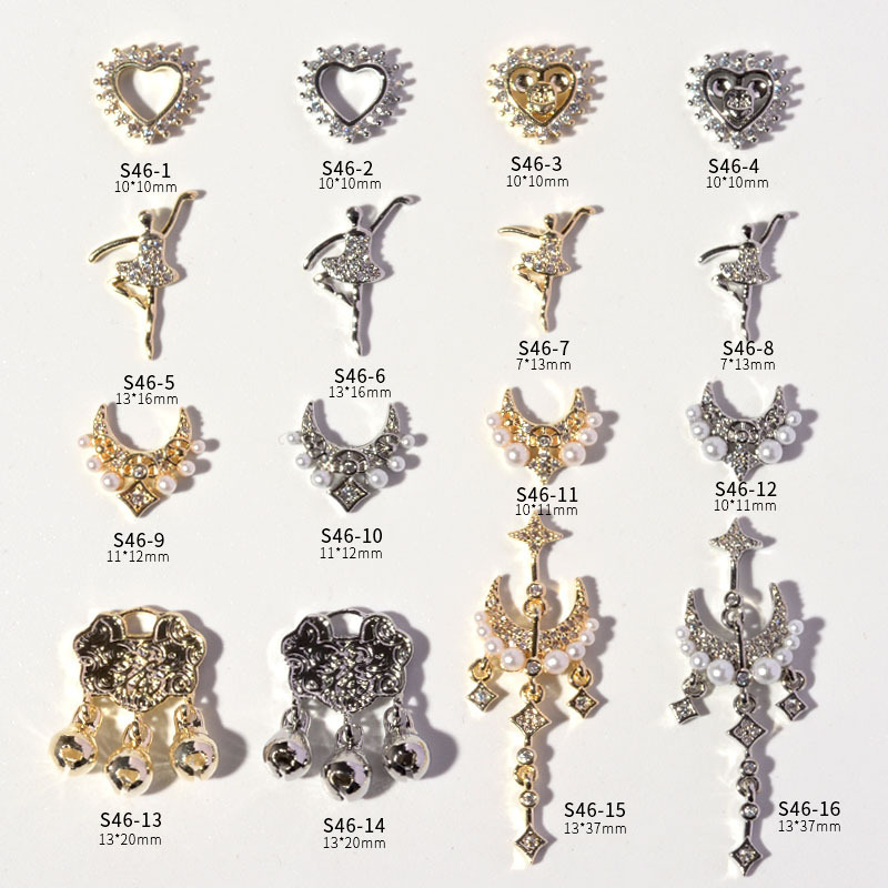 Internet Celebrity New Popular New lz Zircon Nail Art Vintage Pearl with Love Diamond Tassel High Color Preservation Nail Jewelry