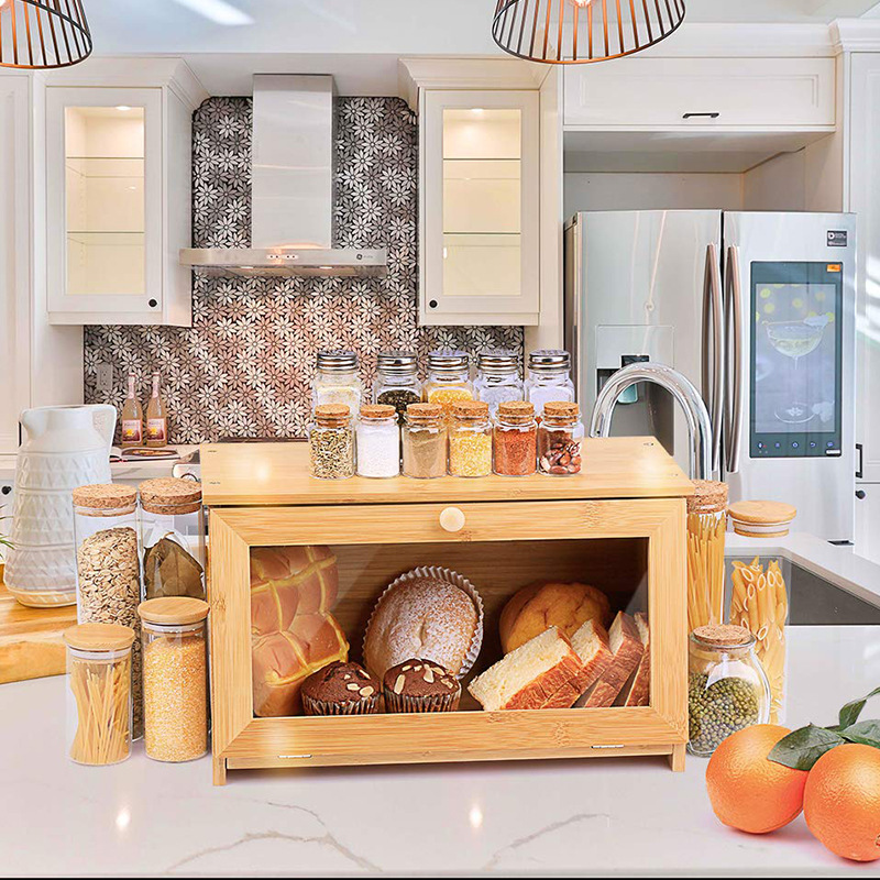 パンボックス竹ベーカリー菓子ロッカーケーキデザート菓子ダストカバー透明長方形食品収納ボックス|undefined