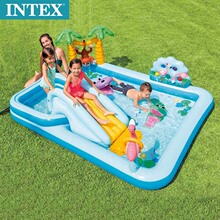 intex 57161 鳄鱼园喷水滑梯充气池戏水池儿童家庭游海洋球池