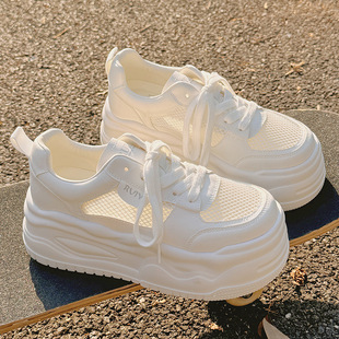 Thick-Soled Height-Increasing White Shoes for Women, Summer Breathable Mesh Shoes, Bangnai Xy-A513, One-Piece Drop Shipping