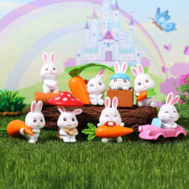 网红可爱卡通兔子车载摆件车饰品 微景观园艺造景装饰品PVC摆件