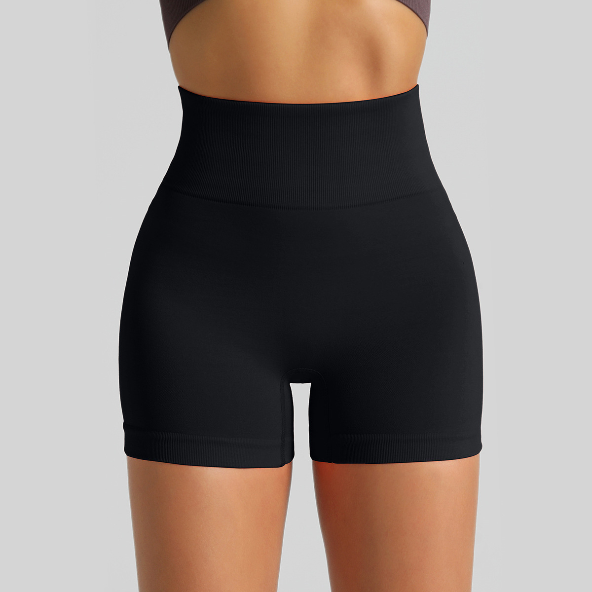Pantalones cortos de Yoga de punto sin costuras transfronterizas Peach Hip lifting pantalones de fitness de cintura alta pantalones cortos deportivos para correr tres puntos mujeres