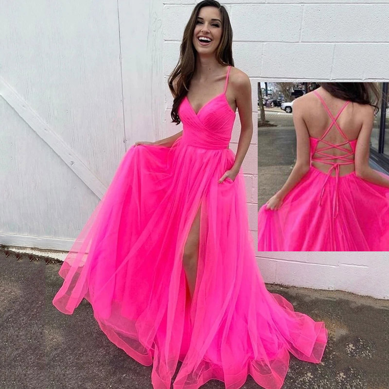 European and American Foreign Trade Amazon AliExpress wish independent station new sexy sling tulle long prom evening dress