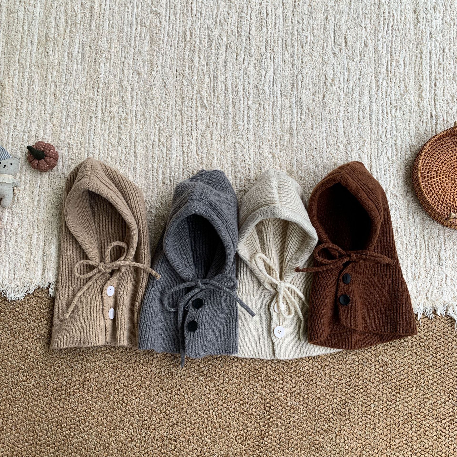 Sugar Pear ropa infantil sombrero de niñas invierno 2025 espesar de aire extranjero para niños gorras de tejido orejas gorras de lana bebé