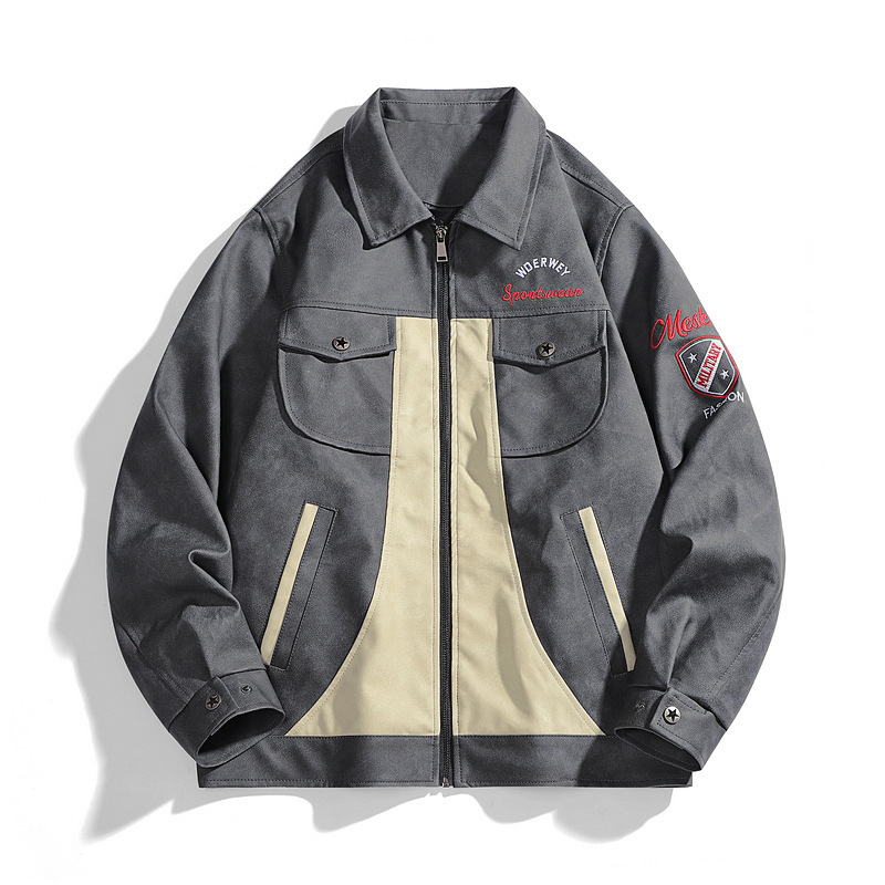 Veste en cuir synthétique suédé pour homme – Manteau motard punk avec boutons et poches à rabat pressionné pour le streetwear et la conduite urbaine (S-3XL, 2 couleurs)_voghion.com