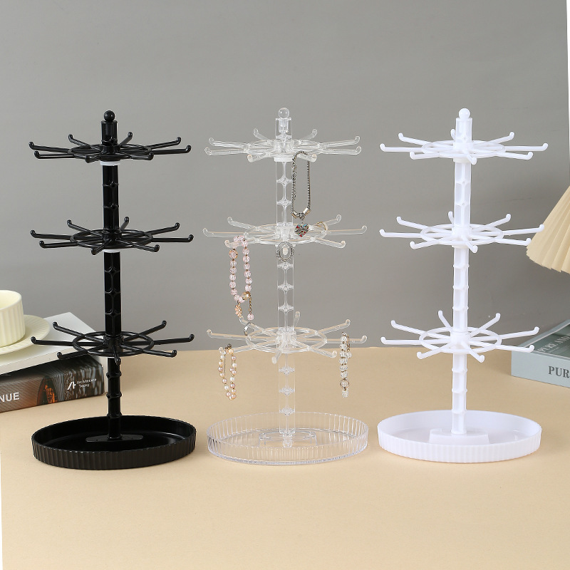 Cross-Border New Jewelry Display Stand Earrings Earrings Earrings Keychain Gifts Department Store Rotating Jewelry Shelf 3 Layers