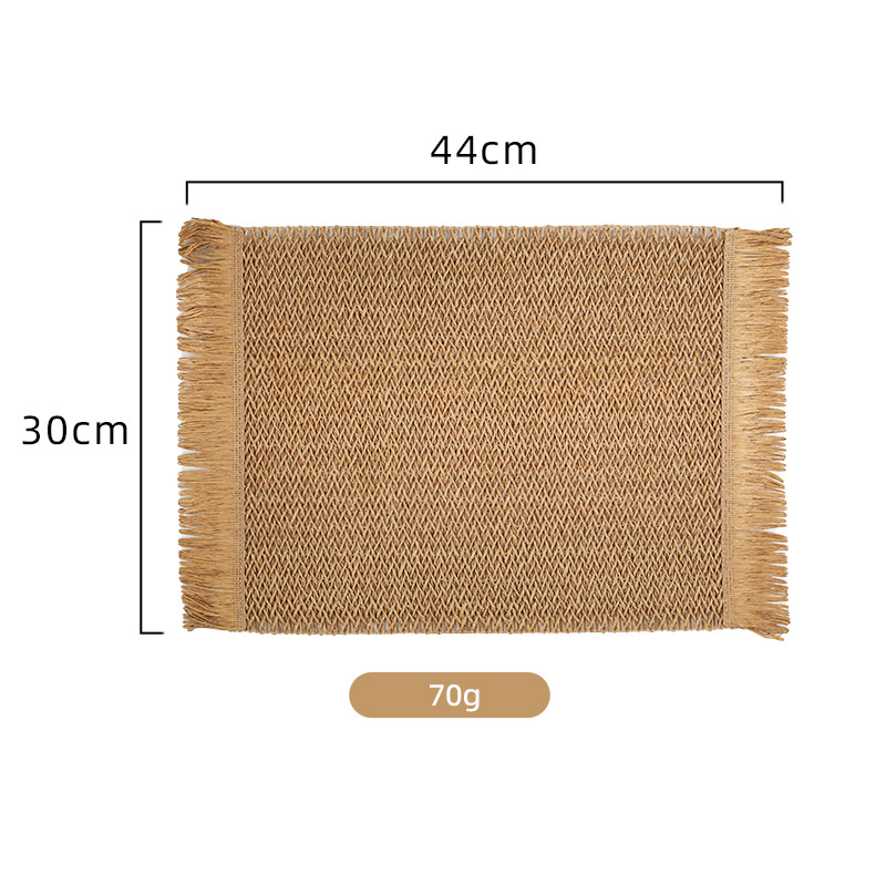 Almohadilla de mesa tejida de papel de color natural rectangular al por mayor transfronterizo, posavasos de aislamiento térmico, protección de escritorio de protección ambiental japonesa