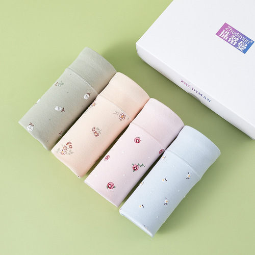 Carefully selected pure cotton women's underwear, printed women's cotton underwear, mid-waist antibacterial underwear for women, wholesale