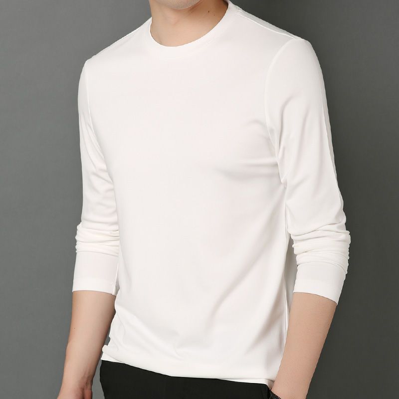 화이트 라운드넥 긴소매